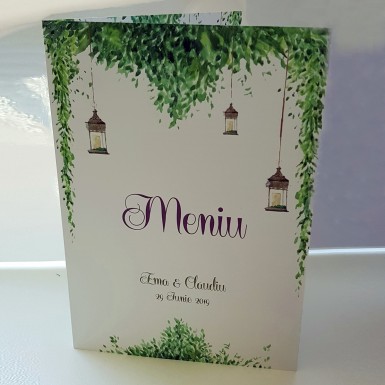 Meniu A4 landscape din carton alb - BM517