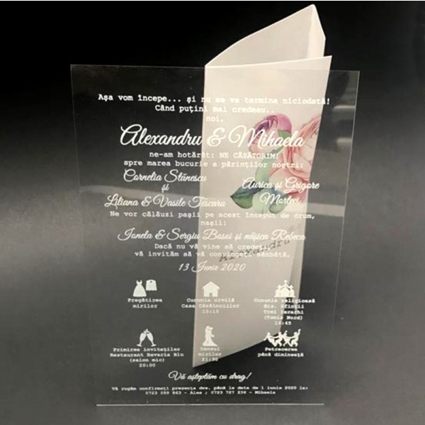 Invitatie nunta plexiglas A5 BINP102