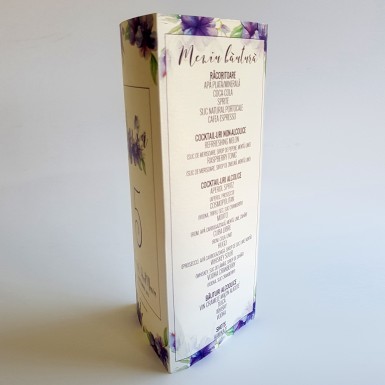 Meniu A4 triptic din carton special argintiu / auriu - BM505