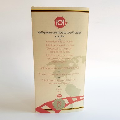 Meniu A4 triptic din carton special argintiu / auriu - BM550